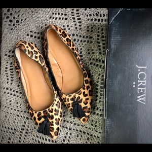 Jcrew calf skin leapord flats. Like new